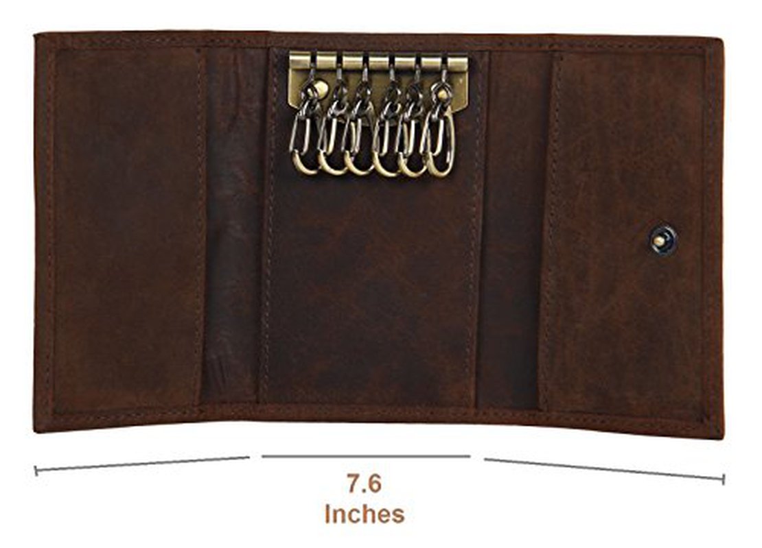 DEYYA Unicorn Leather Key Case Wallets Unisex Keychain Key Holder with 6 Hooks Snap Closure